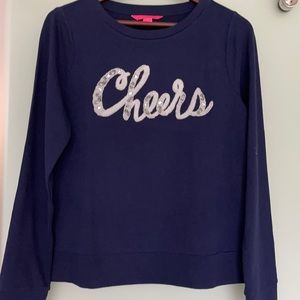 Worn one time Lilly Pulitzer navy “Cheers” sweatshirt in size med